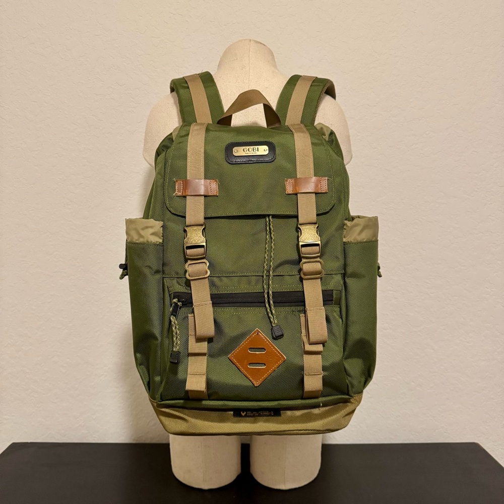 NWOT Gobi Getaway Backpack Olive Drab Green with Tan Webbing